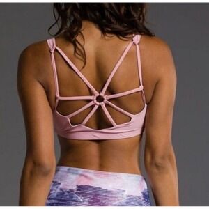 Onzie Infinity Bra Blush Pink Strappy Spider Back Sports Bra Size M/L